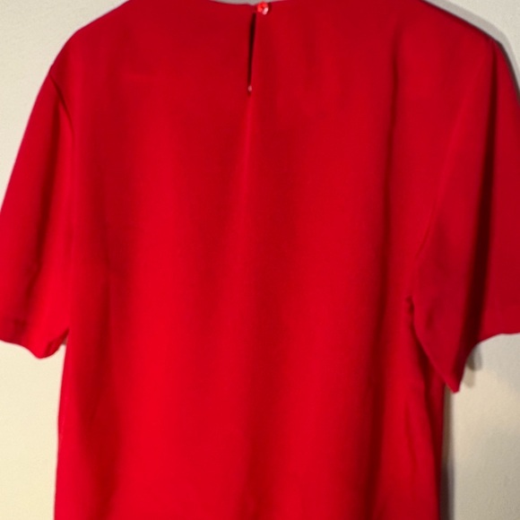 Southern Lady Vintage Red Short Sleeve Top Size 16 Silky Feel - Picture 2 of 3
